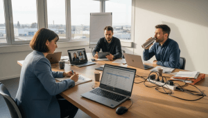 Une équipe de PME qui optimise son efficacité grâce à des outils numériques de productivité.