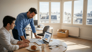 Un manager fait le point sur la stratégie digitale avec un collaborateur.