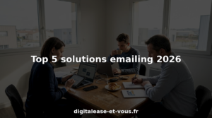 Dans un bureau d’angle, une équipe se consacre à la préparation d’une campagne d’emailing.