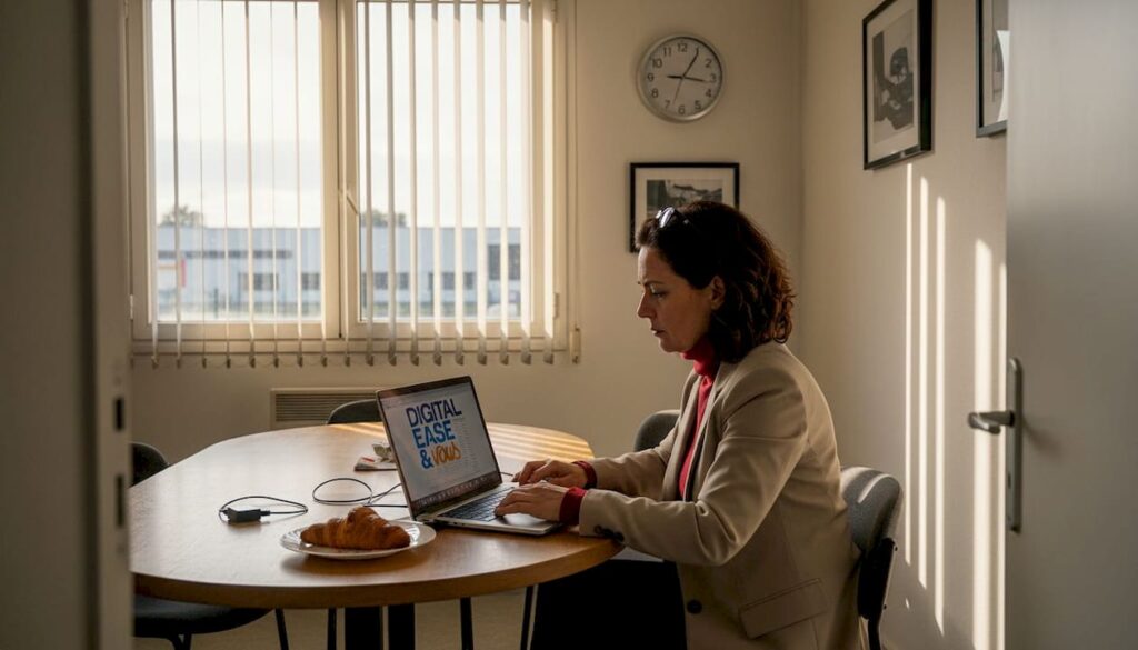 Un chef d'entreprise en train d'optimiser la gestion de son bureau grâce à l'automatisation.