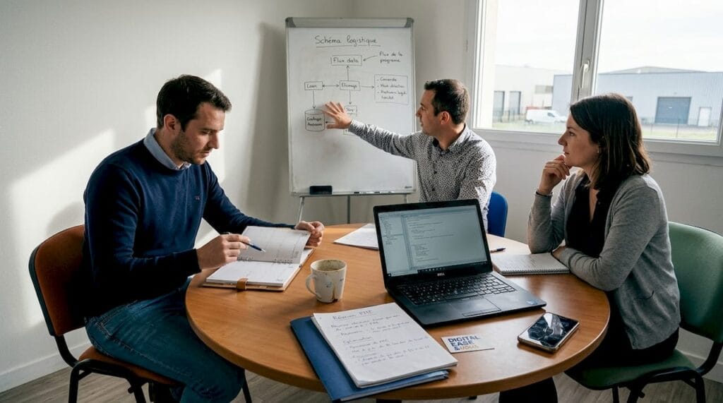 L’équipe de la PME échange autour d’un nouveau projet de gestion de la relation client.