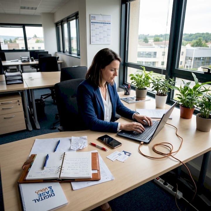 Une salariée s’occupe de projets d’automatisation dans son bureau.