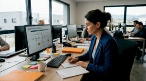 Le chef de projet passe en revue le déroulement du processus digital.