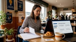 Un chef d’entreprise exploite des outils d’intelligence artificielle pour optimiser son travail au bureau.