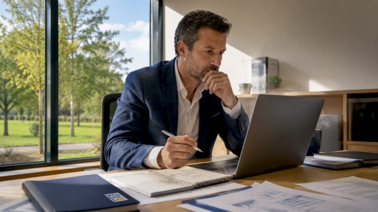 Un professionnel examine les indicateurs clés de performance de sa stratégie digitale sur une tablette.