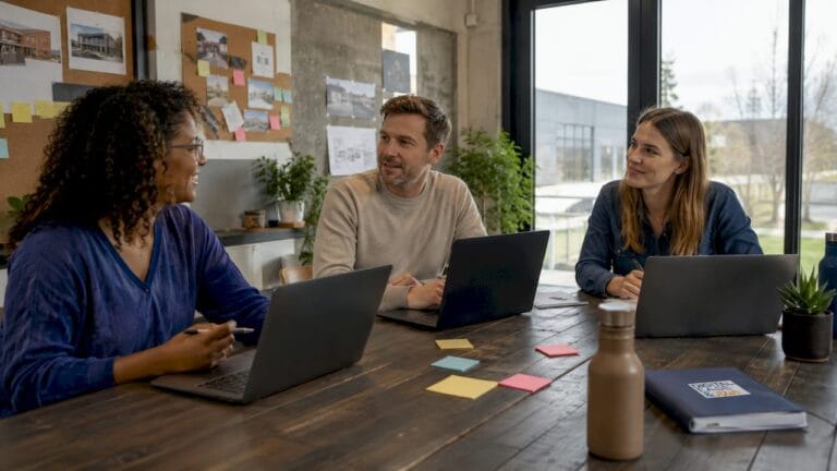 Une équipe qui collabore efficacement grâce à des outils numériques partagés