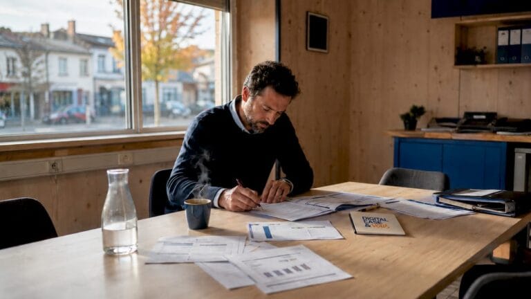 Dirigeant de PME en pleine réflexion sur l’intégration de l’intelligence artificielle