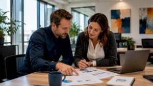 Des chefs d’entreprise de PME échangent autour de solutions sur mesure adaptées à leurs besoins.