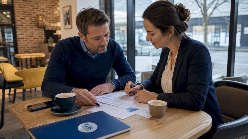Des chefs d’entreprise de PME se réunissent autour d’une table dans un bureau en région.
