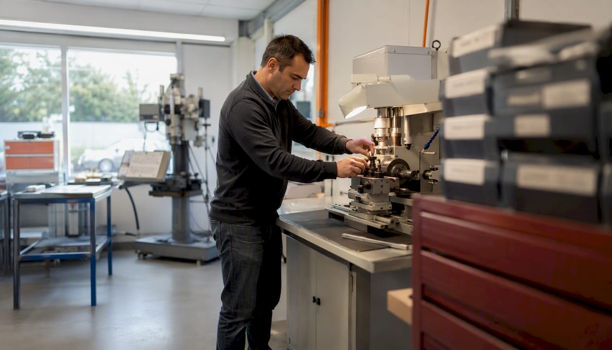 Bénéfices de l'automatisation pour les PME et TPE 2 Chef d’entreprise de PME, en pleine utilisation d’un équipement technique