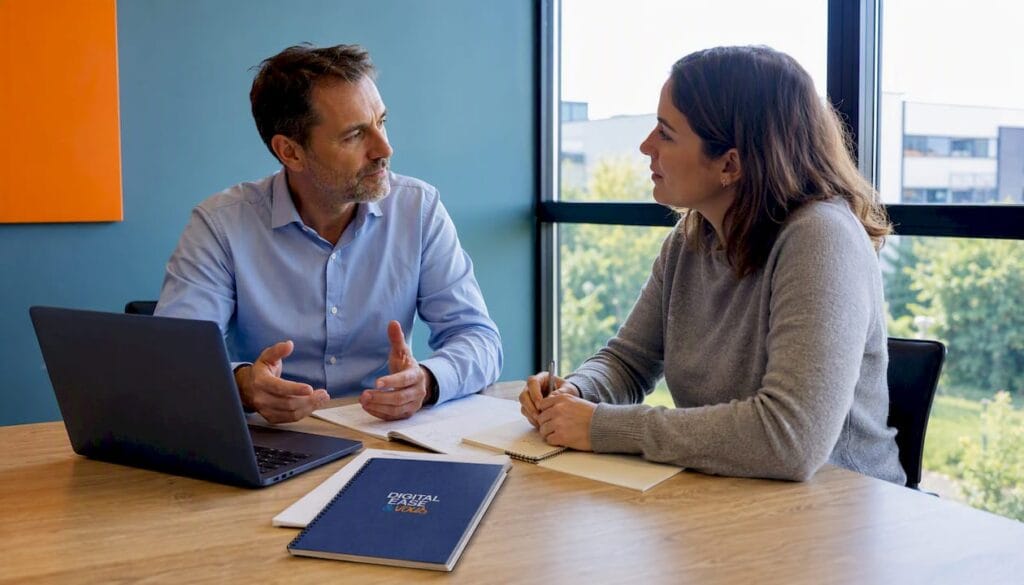 Des dirigeants de PME échangent autour d’une table lors d’une réunion.