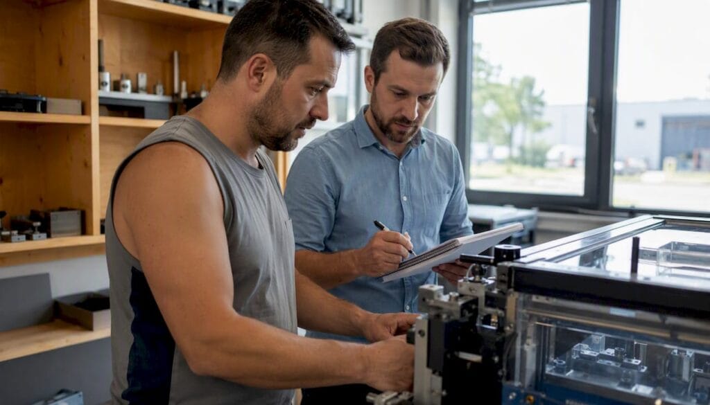 Des chefs d’entreprise de PME en train de régler eux-mêmes un appareil