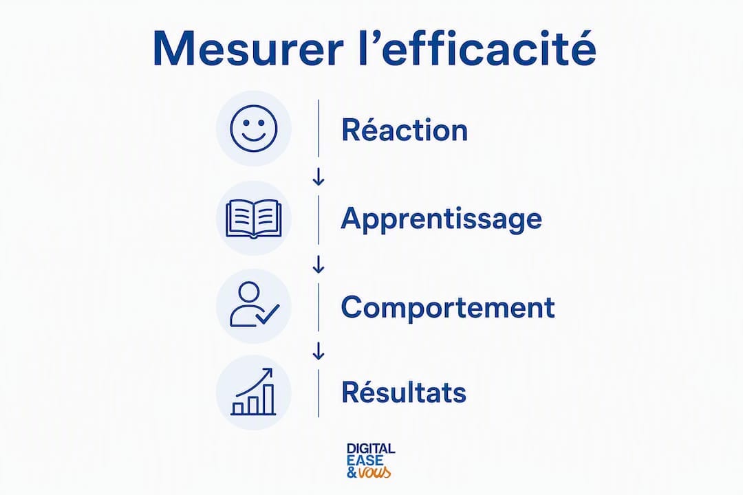Former ses équipes : méthode pas-à-pas pour dirigeants 3 Infographie : les étapes clés pour évaluer l’impact d’une formation