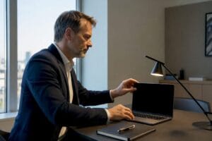 Dirigeant préparant un poste de travail en PME