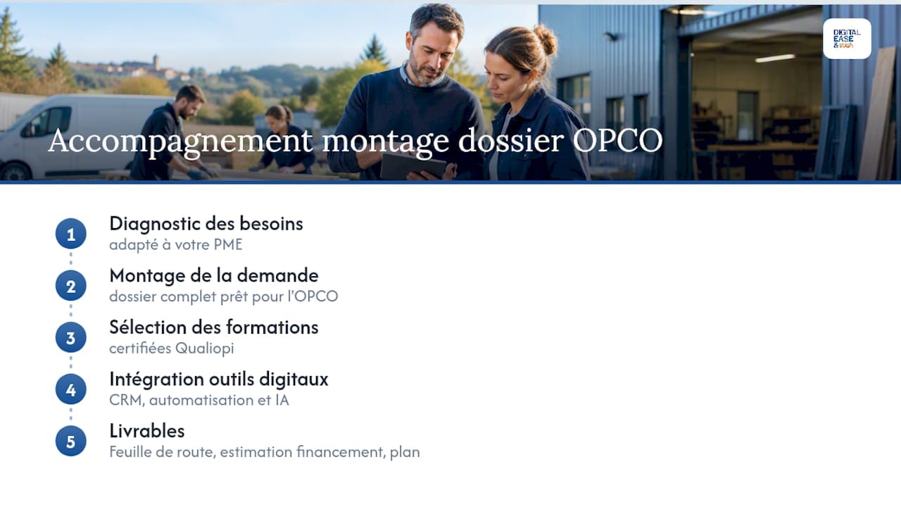 Digitaleasevous vous accompagne dans le montage de votre dossier OPCO — overview diagram