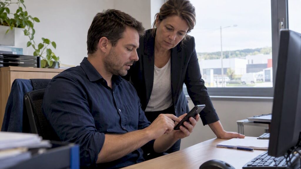 Employé utilisant son téléphone personnel au travail
