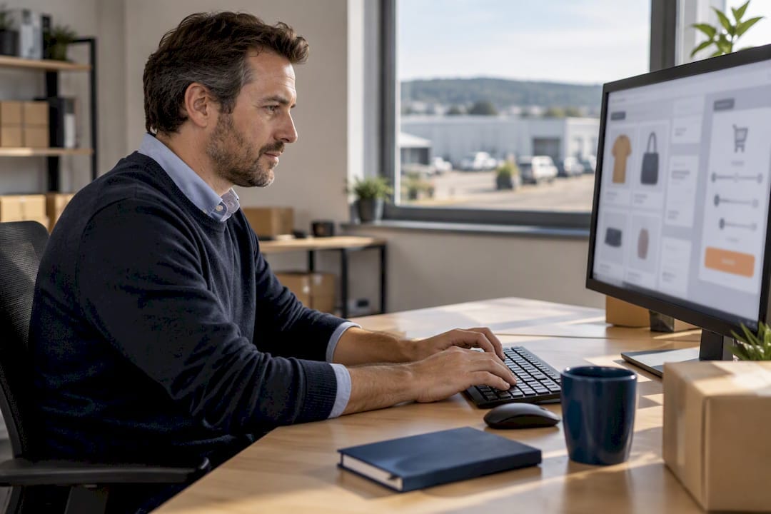 Responsable testant un catalogue sur un CMS