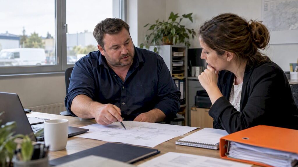 Les dirigeants de PME analysent un plan logiciel
