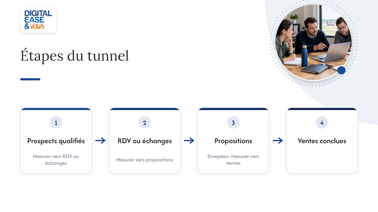 Quatre étapes du tunnel commercial PME