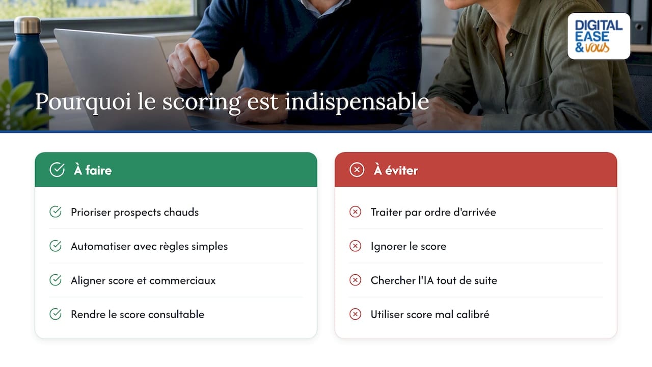 Lead scoring B2B : méthode pragmatique pour PME 1 Pourquoi le lead scoring est indispensable en cycle de vente B2B — overview diagram