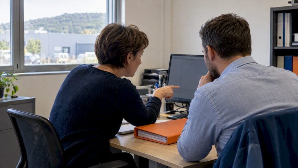 Équipe de PME en train d'analyser un tableau de données
